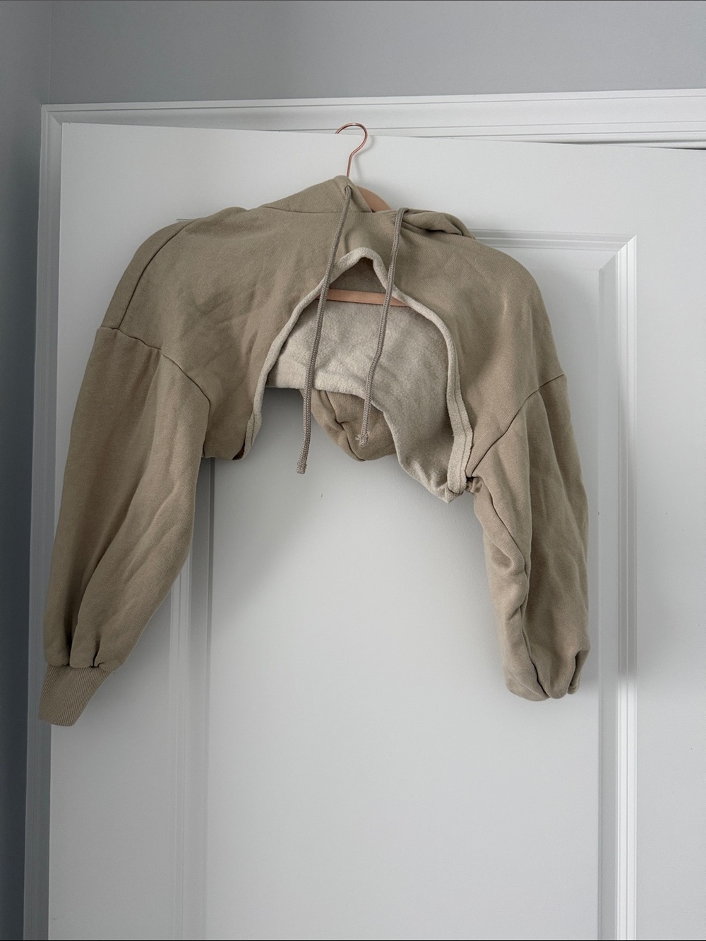 Zara Cropped Hoodie - Taupe Beige